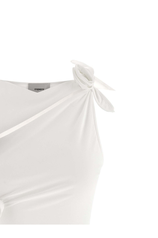 'Asymmetric Flower' dress White