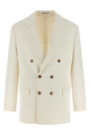 Linen silk blazer White