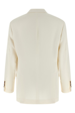 Linen silk blazer White
