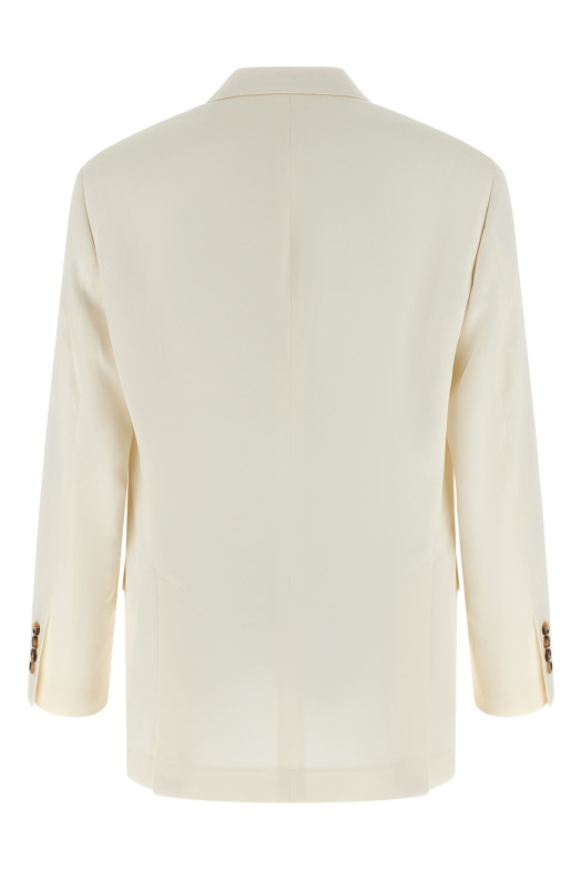 Linen silk blazer White