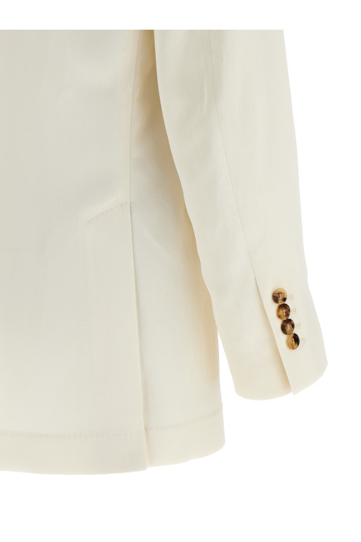 Linen silk blazer White