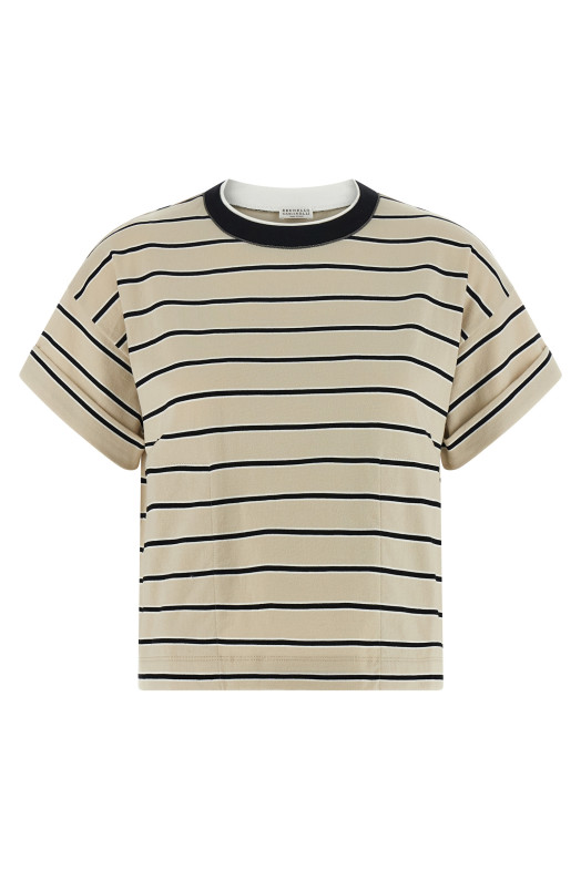 'Shiny Trims' T-shirt Beige