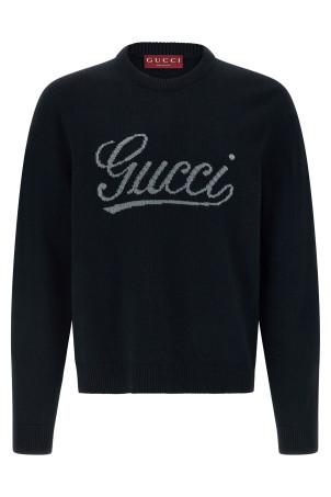 Gucci logo intarsia sweater Blue