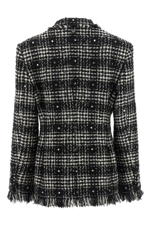 Tweed and rhinestone blazer Black-grey