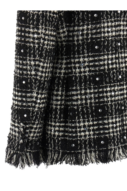 Tweed and rhinestone blazer Black-grey