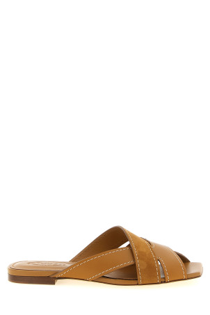 Suede leather sandals Beige