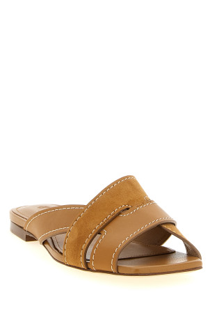 Suede leather sandals Beige