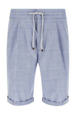 Linen and wool chevron bermuda shorts BLUE