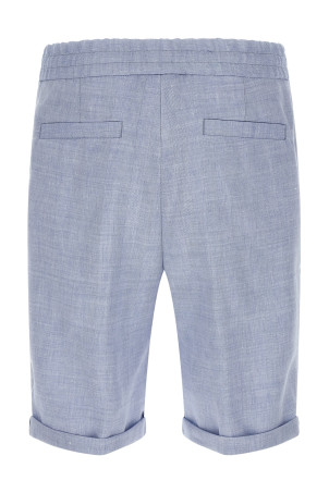 Linen and wool chevron bermuda shorts BLUE