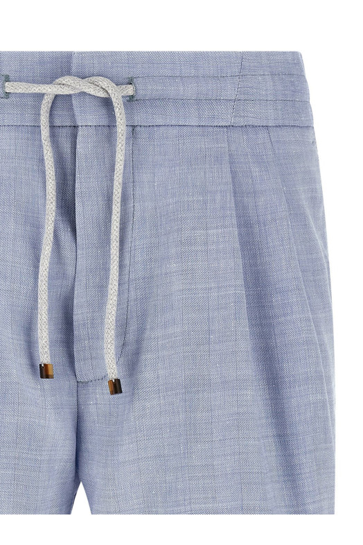 Linen and wool chevron bermuda shorts BLUE