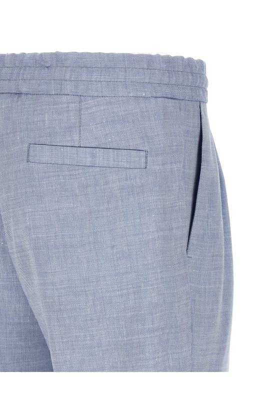 Linen and wool chevron bermuda shorts BLUE
