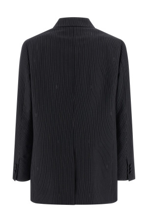 Pinstripe wool blazer Blue