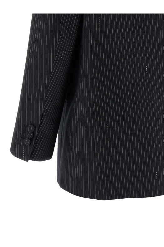 Pinstripe wool blazer Blue