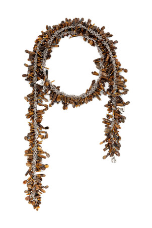 'Embroidered Scarf' necklace Brown
