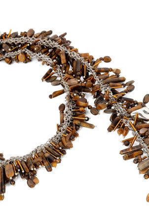 'Embroidered Scarf' necklace Brown