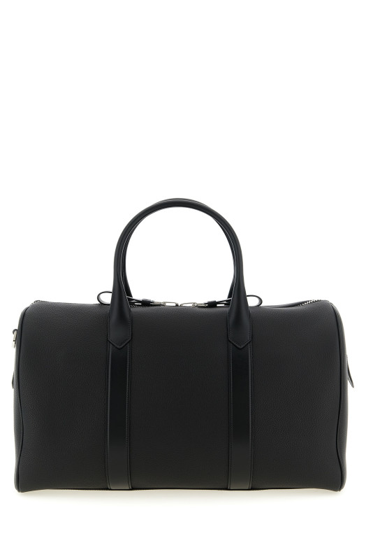 Medium leather duffel bag Black