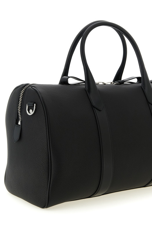 Medium leather duffel bag Black