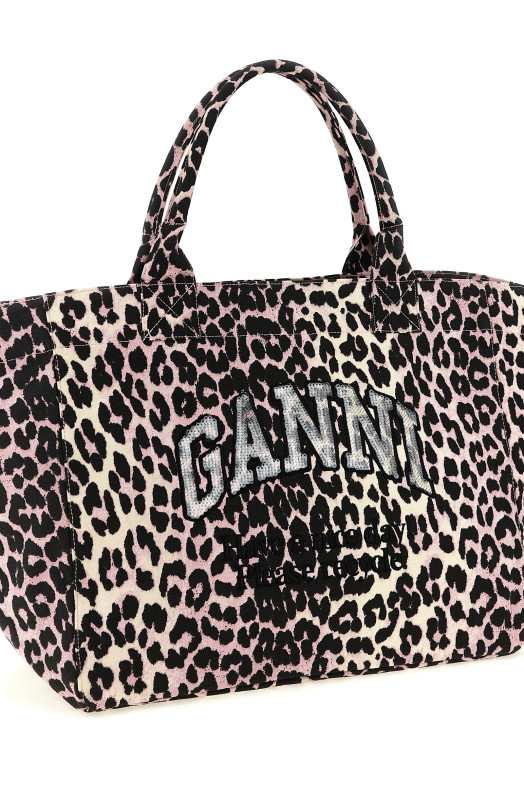 'Leopard Sequin XXL Tote' shopping bag Pink