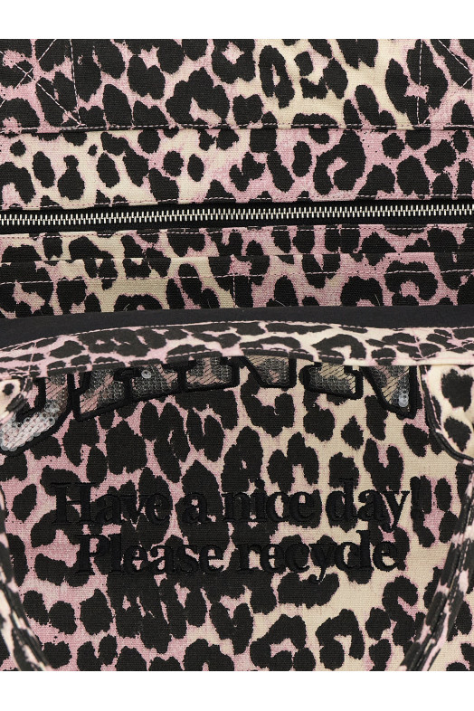 'Leopard Sequin XXL Tote' shopping bag Pink