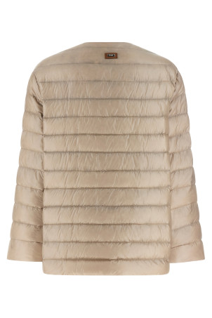 Leather strap down jacket Beige