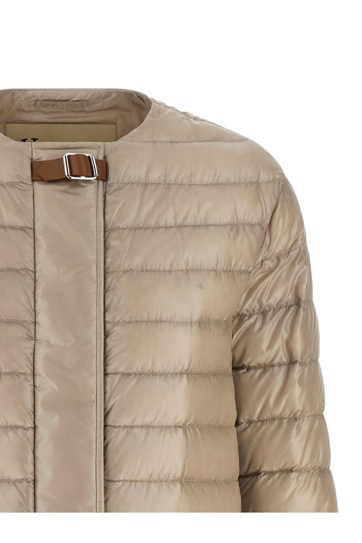 Leather strap down jacket Beige