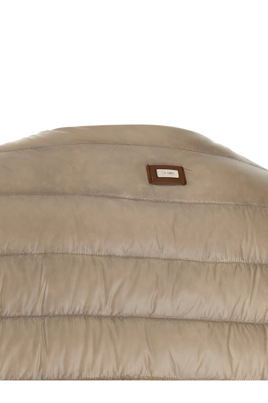 Leather strap down jacket Beige