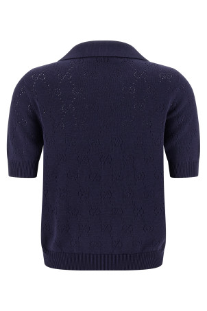 Openwork GG polo shirt Blue