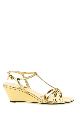 Laminated leather sandals Gold