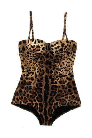 'Leopardo' one-piece swimsuit Brown