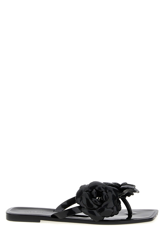 'Silicone Flower Flat' sandals Black
