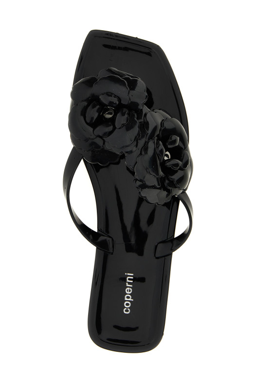 'Silicone Flower Flat' sandals Black
