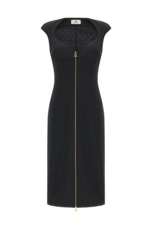 Heart-shaped neckline dress Black