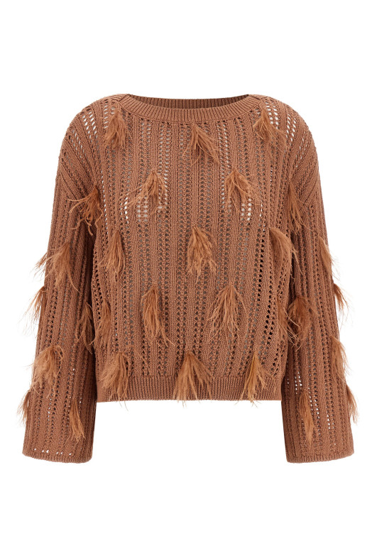 Ostrich feather sweater Brown