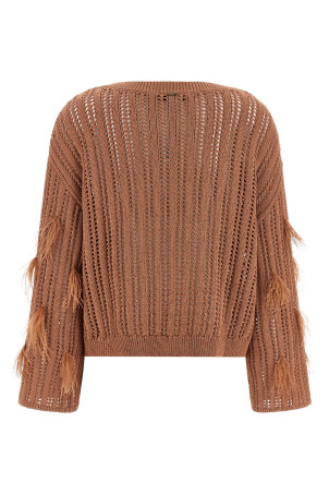 Ostrich feather sweater Brown