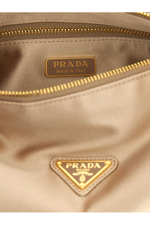 Triangle logo shoulder bag Beige