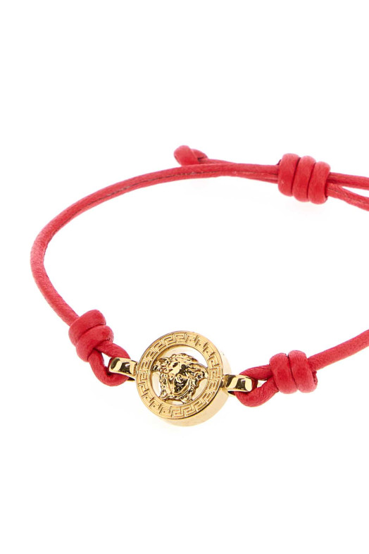 Red leather bracelet VERSACE (10196681A00637)
