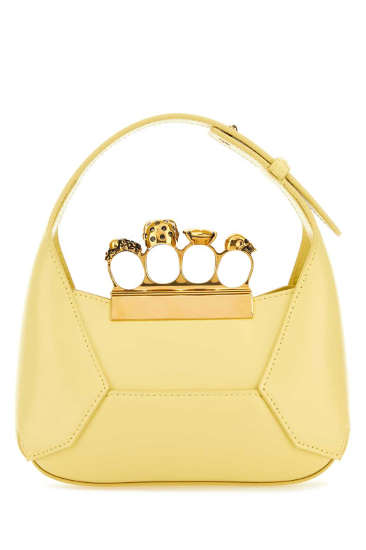 Pastel yellow leather mini Jewellered Hobo handbag ALEXANDER MCQUEEN (731136DYTAA)
