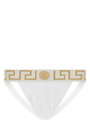 White stretch cotton brief VERSACE (AUU010171A10011)