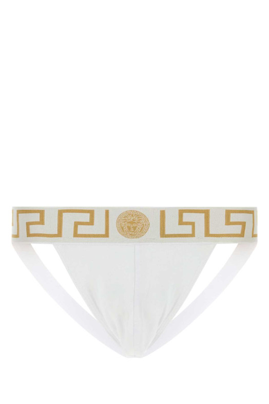 White stretch cotton brief VERSACE (AUU010171A10011)