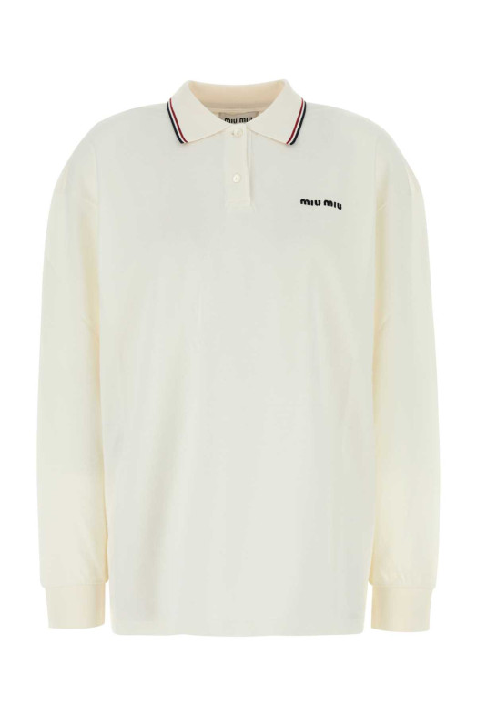 White piquet polo shirt MIU MIU (MJL019SEM11612)