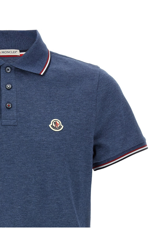 Tricolor detail polo shirt Blue