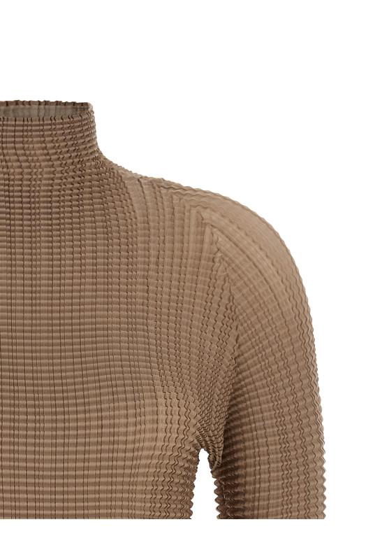 'Wooly Pleats-66' blouse Beige