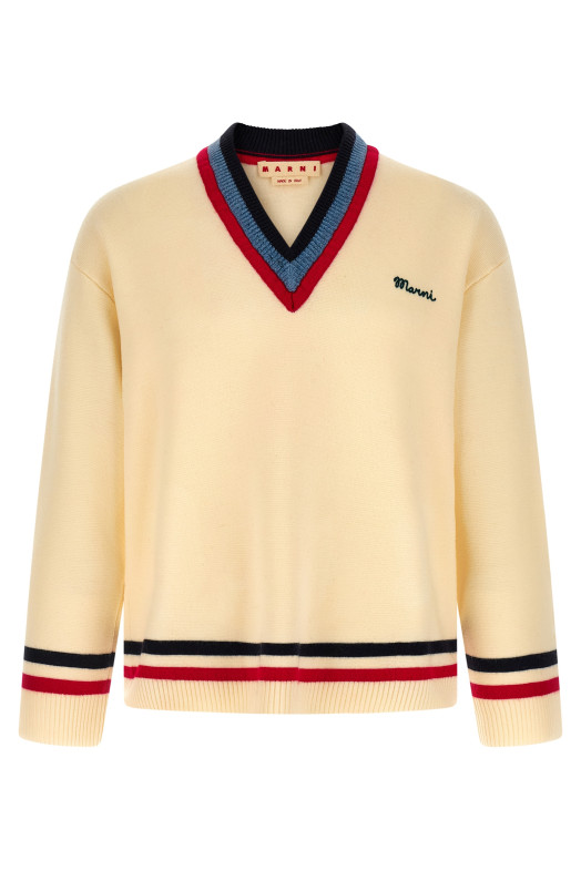 Logo embroidery sweater Beige