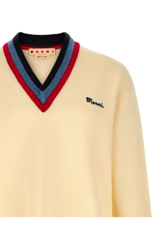 Logo embroidery sweater Beige