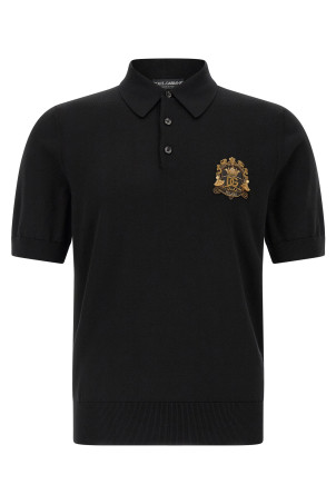 Heraldic patch polo shirt Black