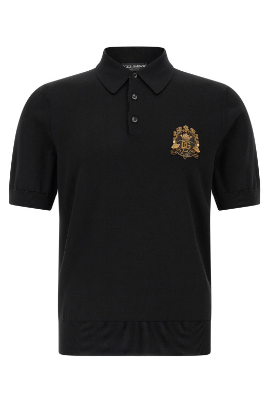 Heraldic patch polo shirt Black