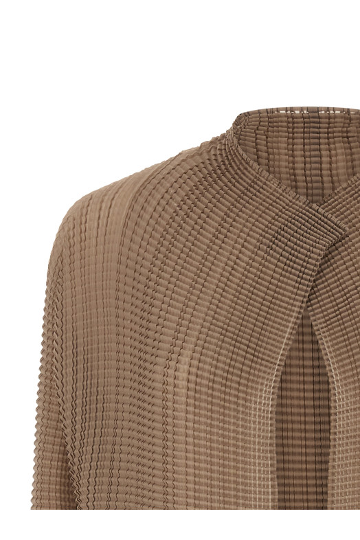 'Wooly Pleats-66' cardigan Beige