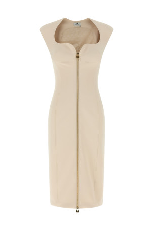 Heart-shaped neckline dress Beige
