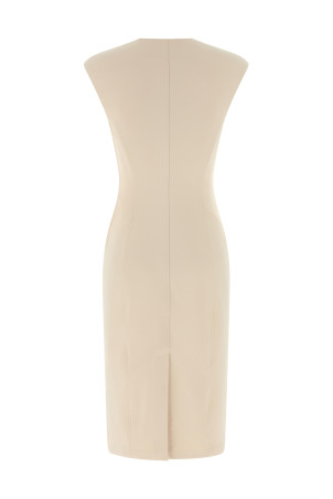 Heart-shaped neckline dress Beige