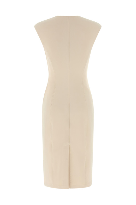 Heart-shaped neckline dress Beige